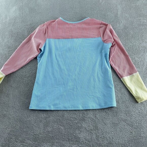 Lands End Womens Striped Long Sleeve Colorblock Shirt L Polyester/Nylon 2463 - Picture 2 of 8